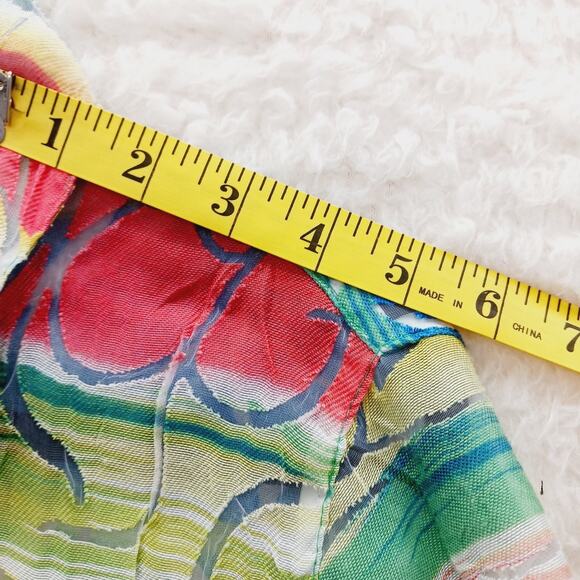 Blouse Size 8P Rainbow Stripe Abstract Sheer Textured Whimsycore Artsy Bold Y2K - Picture 7 of 13